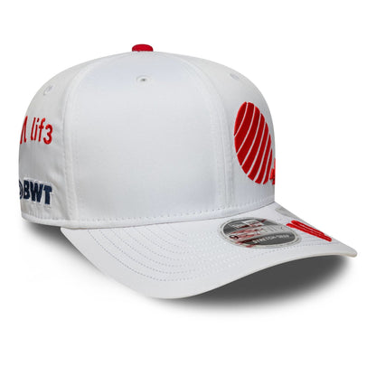 This is a Alpine Racing Pierre Gasly Japan Race Special White 9SEVENTY Stretch Snap Adjustable Cap 3