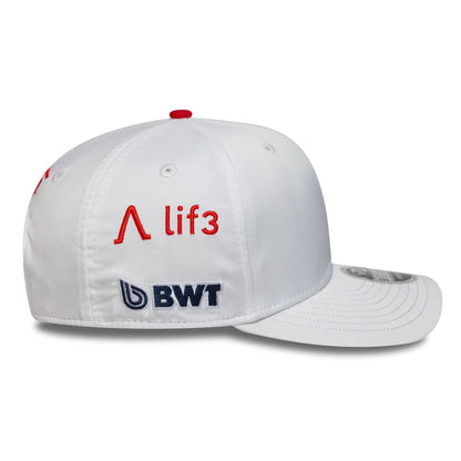 This is a Alpine Racing Pierre Gasly Japan Race Special White 9SEVENTY Stretch Snap Adjustable Cap 6