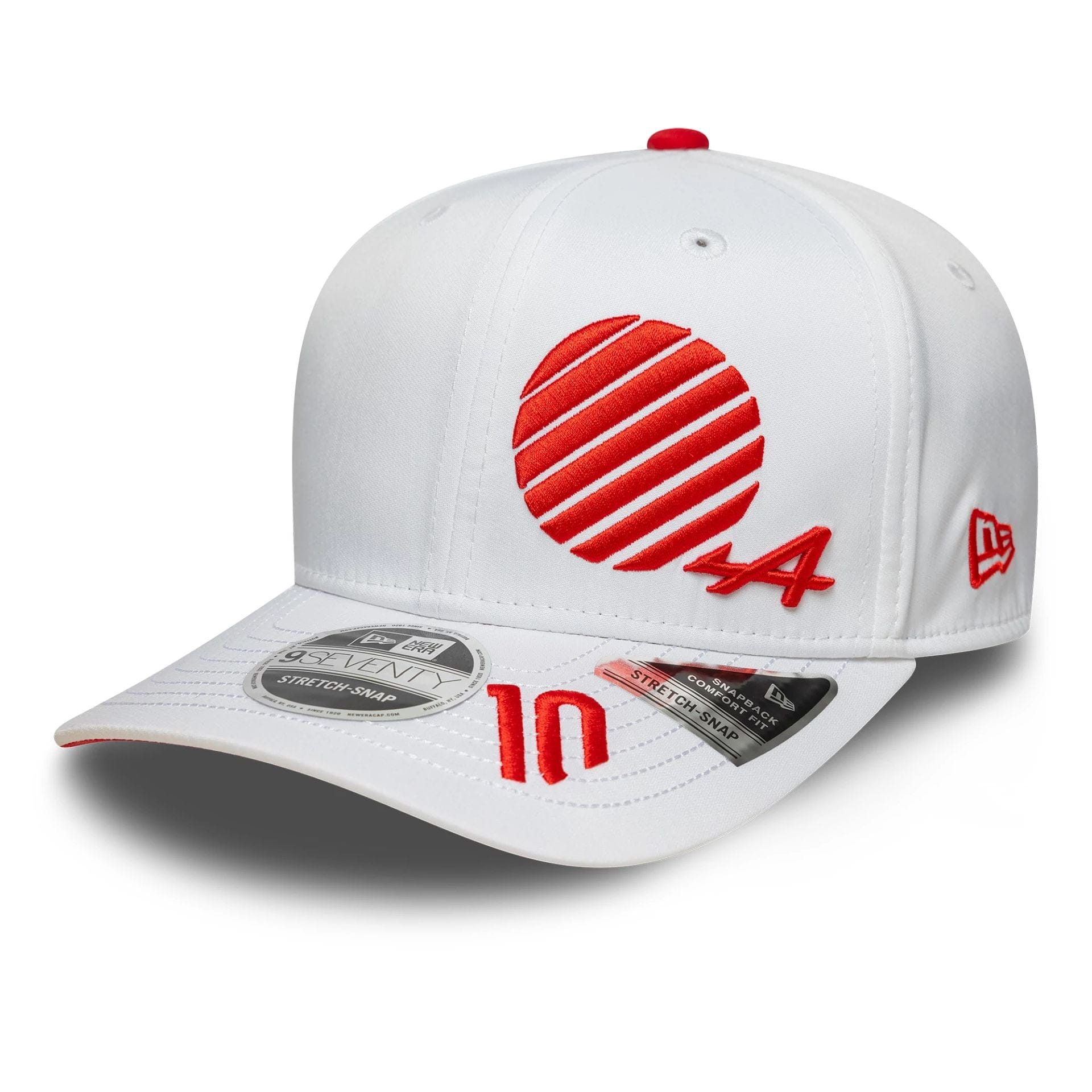 This is a Alpine Racing Pierre Gasly Japan Race Special White 9SEVENTY Stretch Snap Adjustable Cap 1