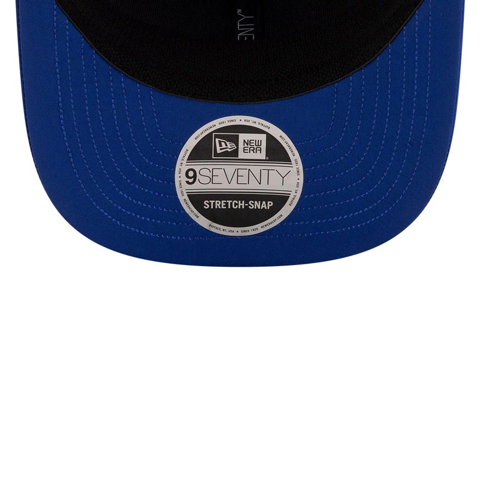 This is a MoneyGram Haas F1 Oliver Bearman Silverstone Race Special Blue 9SEVENTY Stretch Snap Adjustable Cap 7