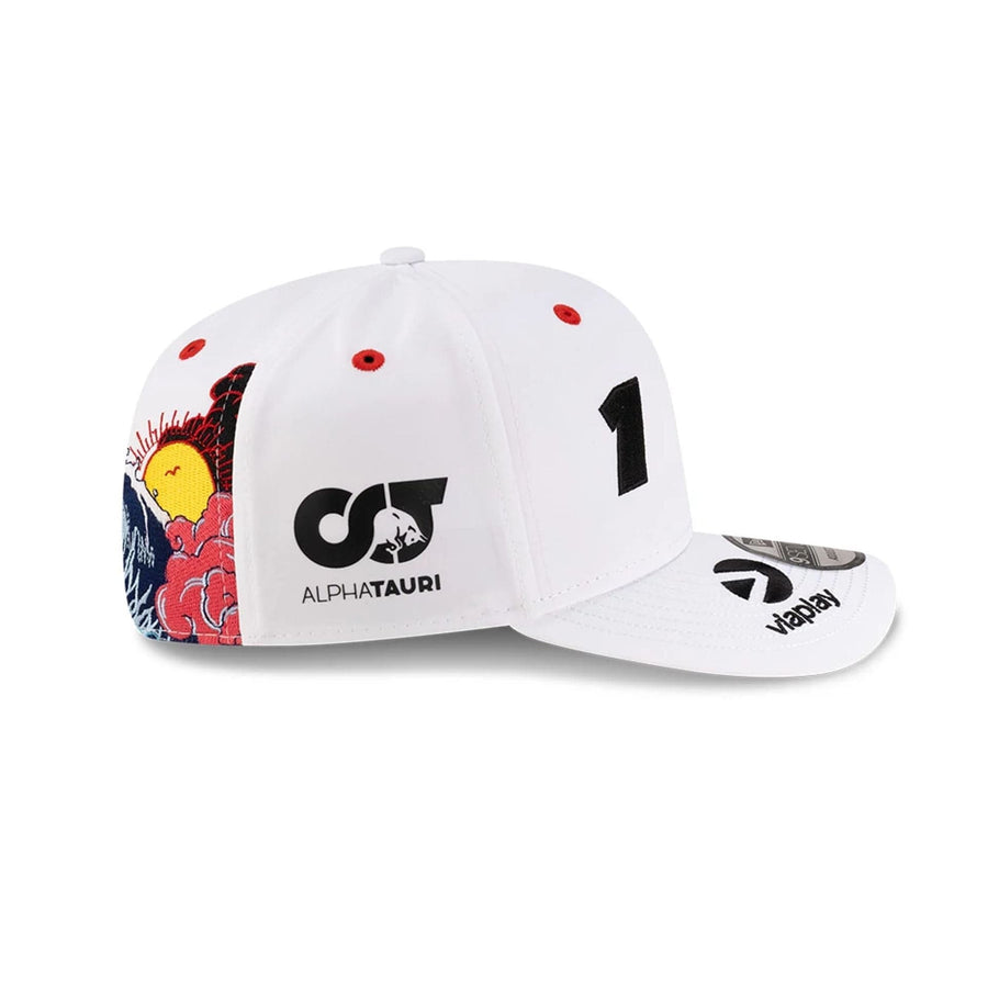 This is a Red Bull Racing Max Verstappen Japan Race Special White 9SEVENTY Stretch Snap Adjustable Cap 4