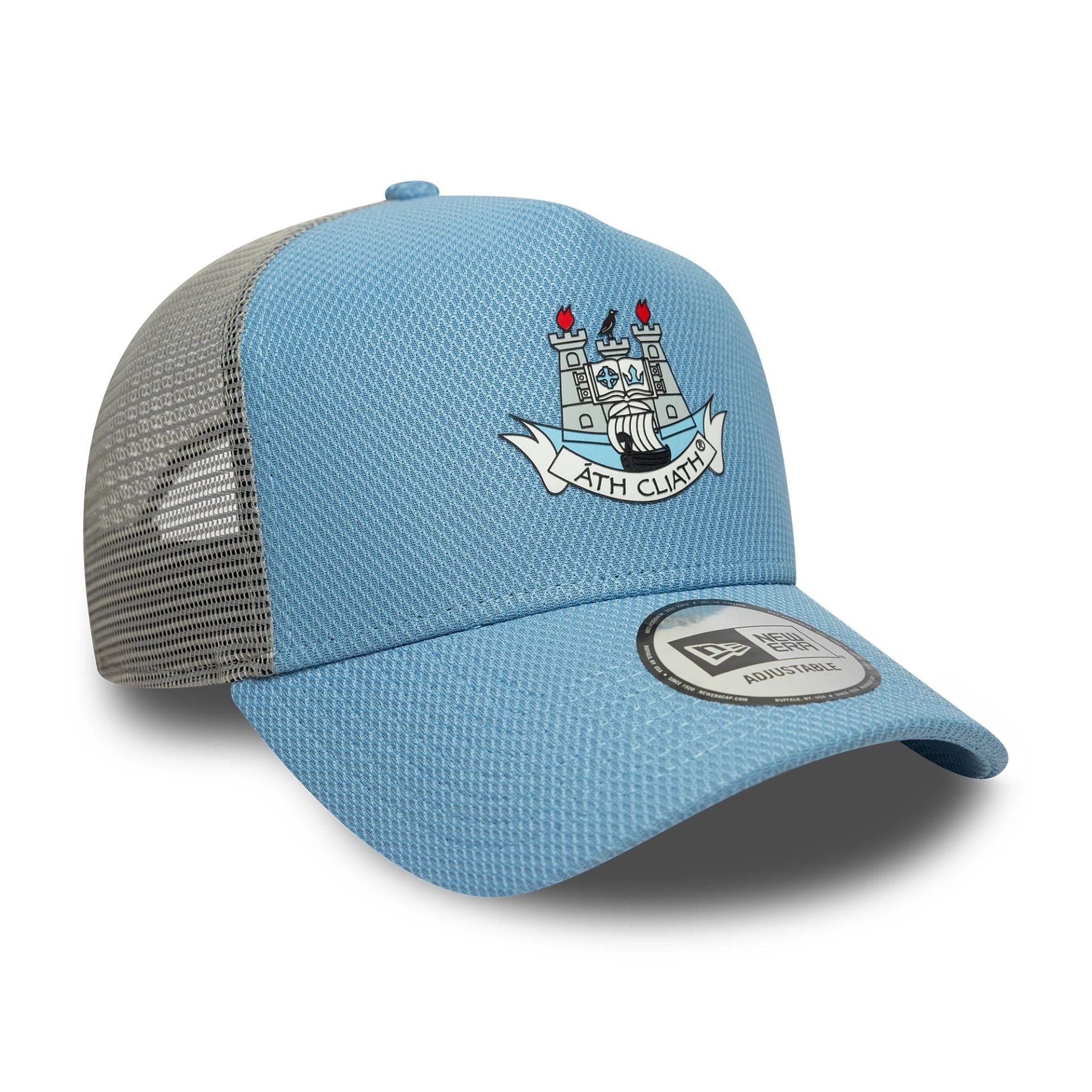 This is a Dublin GAA Pastel Blue 9FORTY A-Frame Trucker Adjustable Cap 3