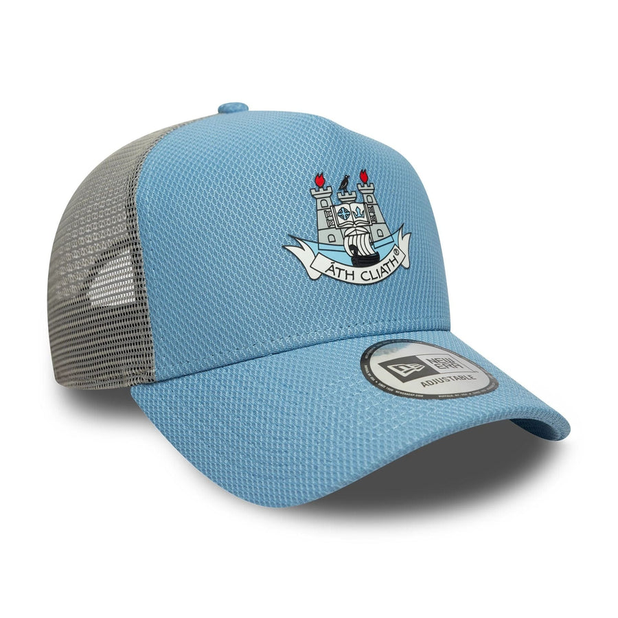 This is a Dublin GAA Pastel Blue 9FORTY A-Frame Trucker Adjustable Cap 3