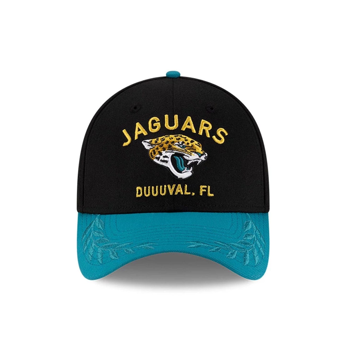 This is a Jacksonville Jaguars NFL Draft 2025 Black 39THIRTY Stretch Fit Cap 3