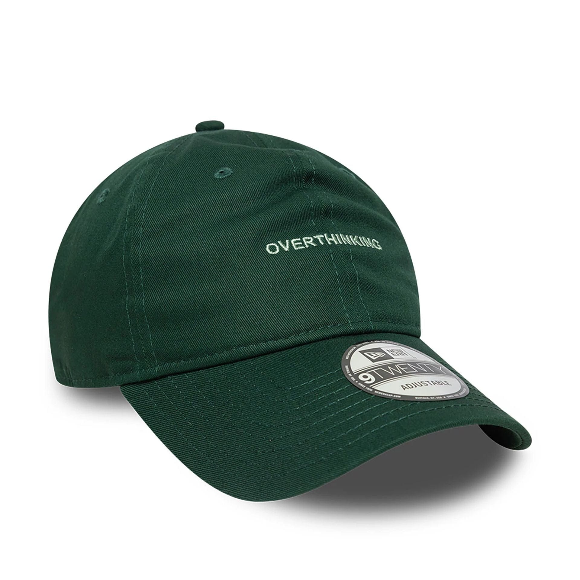 This is a New Era Overthinking Slogan Dark Green 9TWENTY Adjustable Cap 3