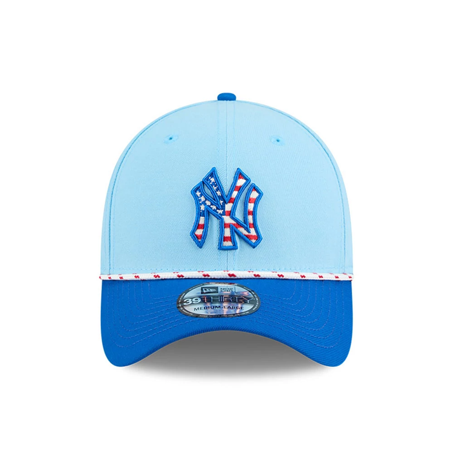 This is a New York Yankees MLB 4th Of July Blue 39THIRTY Stretch Fit Cap 3