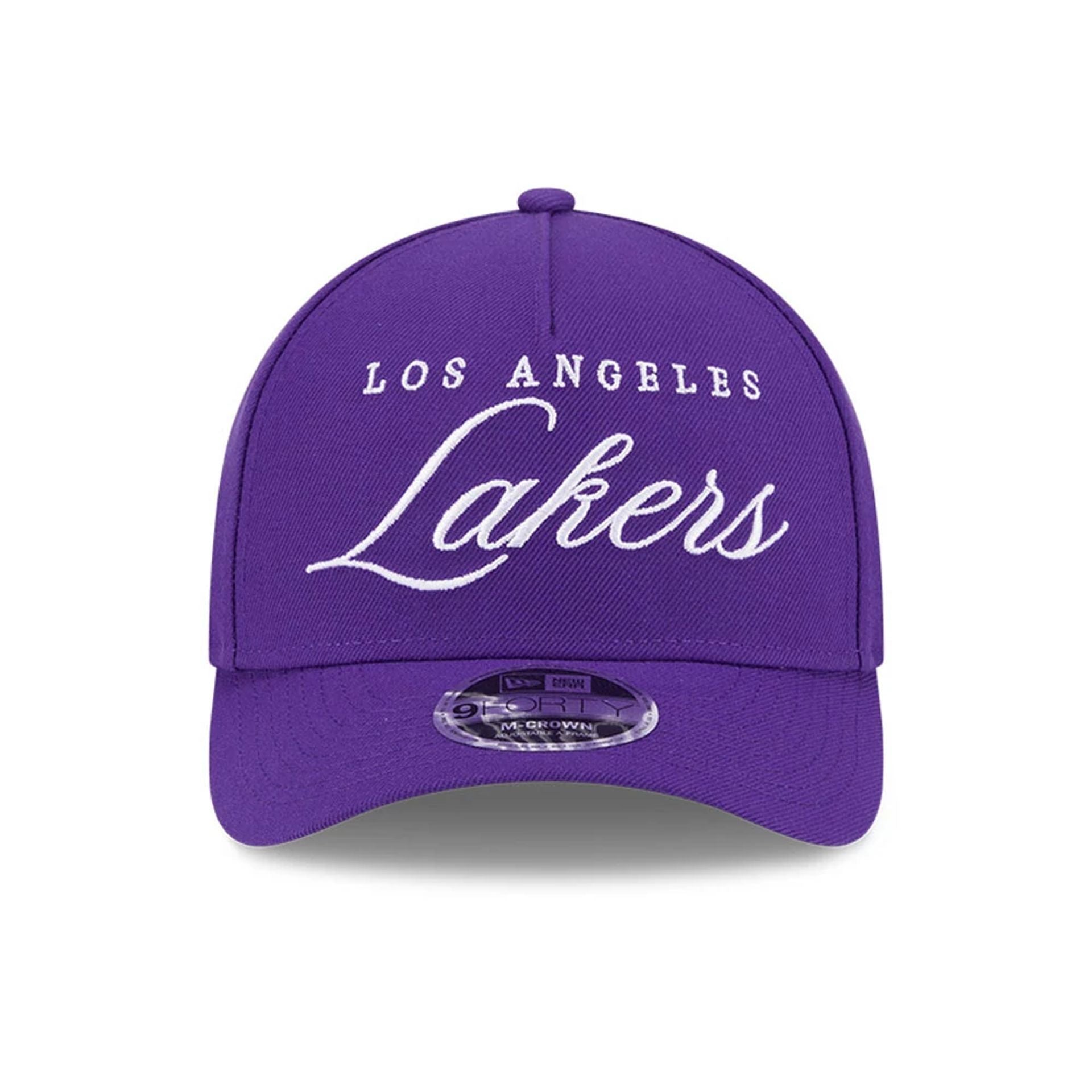 This is a LA Lakers NBA Draft 2025 Purple 9FORTY M-Crown A-Frame Adjustable Cap 4