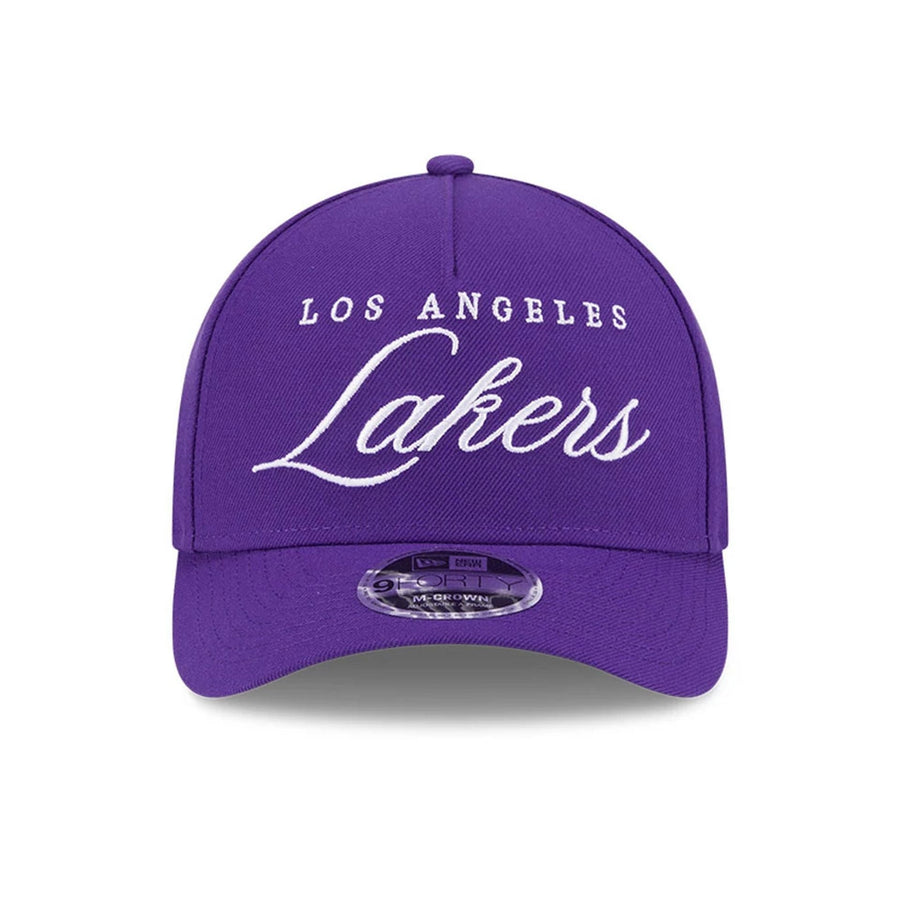 This is a LA Lakers NBA Draft 2025 Purple 9FORTY M-Crown A-Frame Adjustable Cap 4