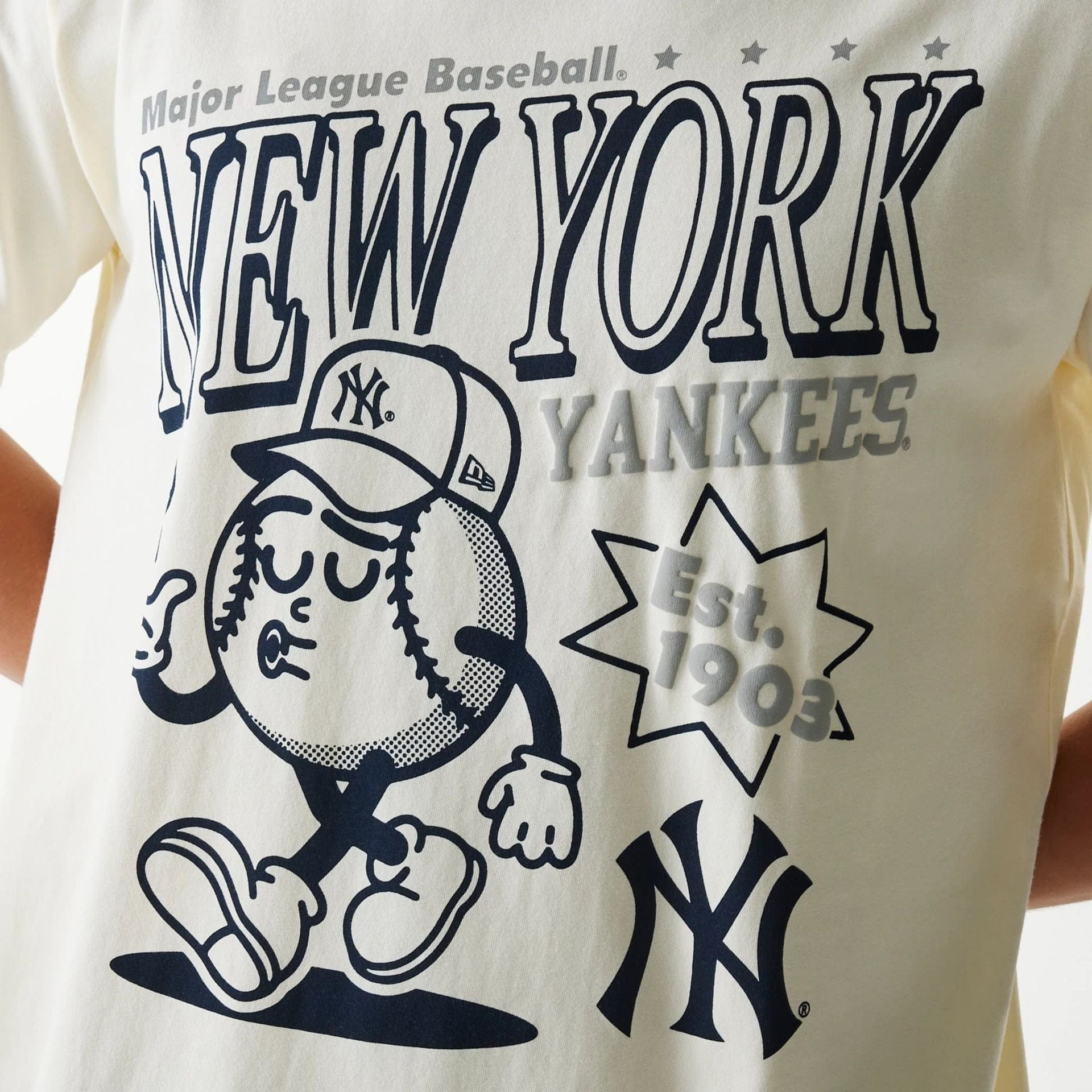 The Male model is wearing New York Yankees MLB Sport Classic Cream T-Shirt 3