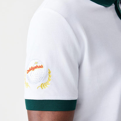 The Male model is wearing Caddyshack BushWood White Polo T-Shirt 5