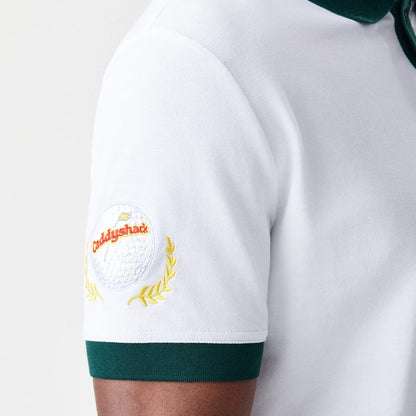 The Male model is wearing Caddyshack BushWood White Polo T-Shirt 5