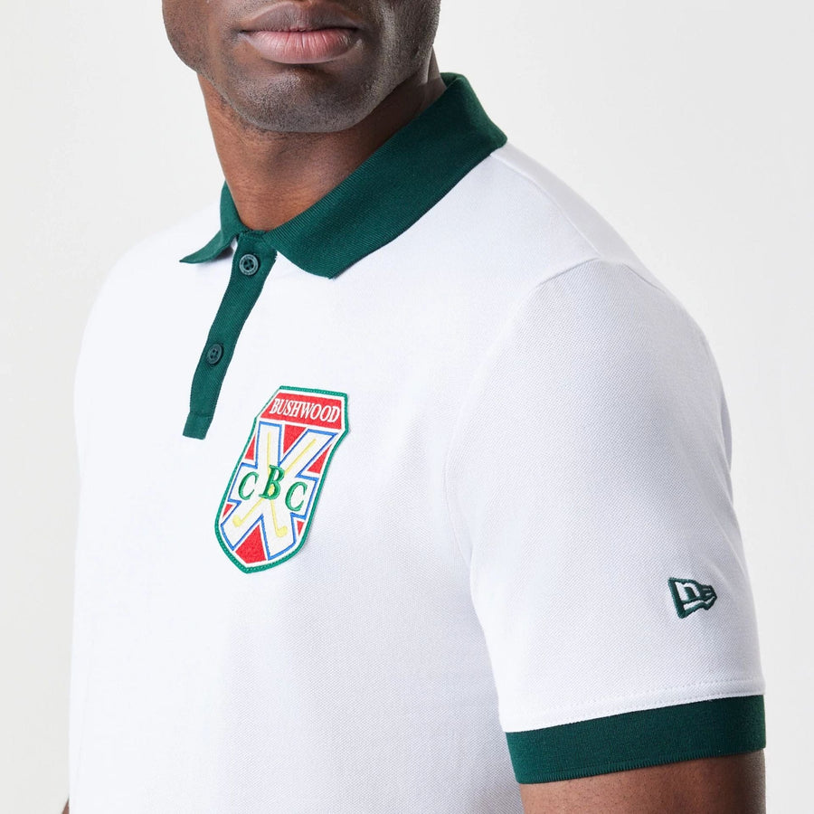 The Male model is wearing Caddyshack BushWood White Polo T-Shirt 4