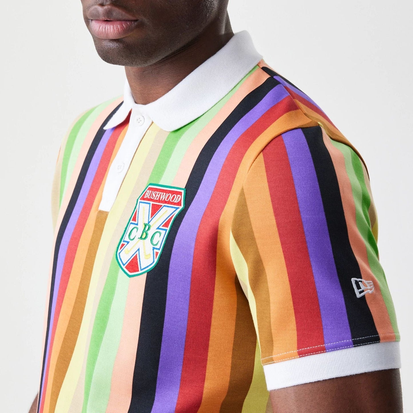 The Male model is wearing Caddyshack BushWood Multi Polo T-Shirt 5