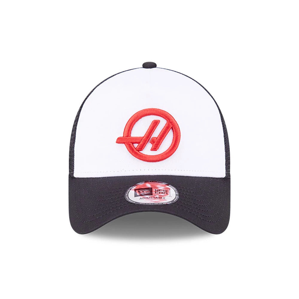This is a TGR  Haas F1 Black 9FORTY E-Frame Trucker Adjustable Cap 2
