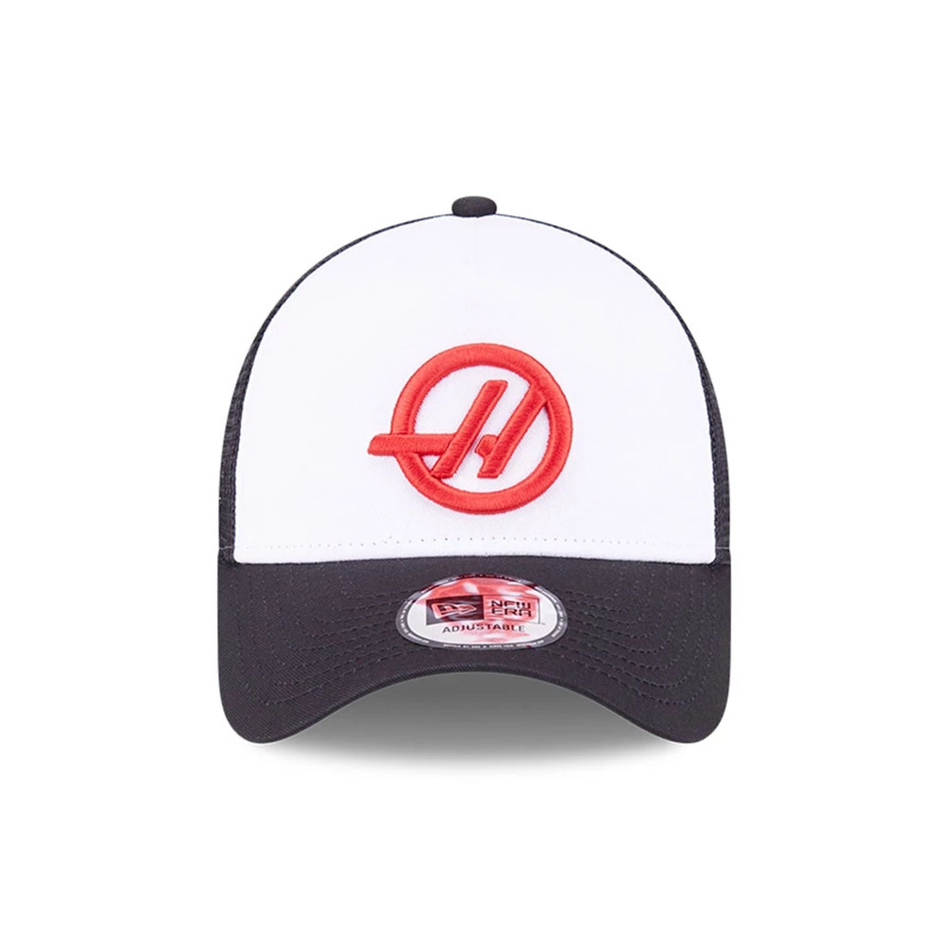 This is a TGR  Haas F1 Black 9FORTY E-Frame Trucker Adjustable Cap 2