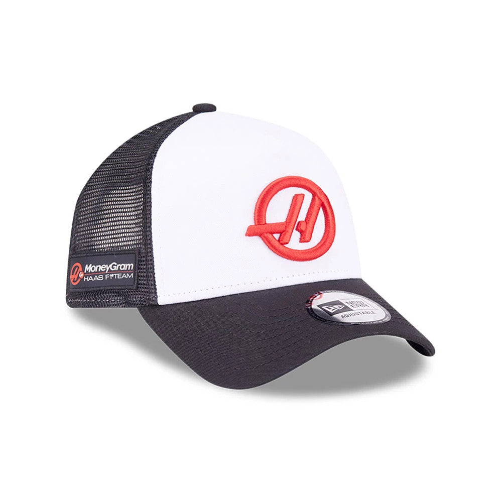 This is a TGR  Haas F1 Black 9FORTY E-Frame Trucker Adjustable Cap 3