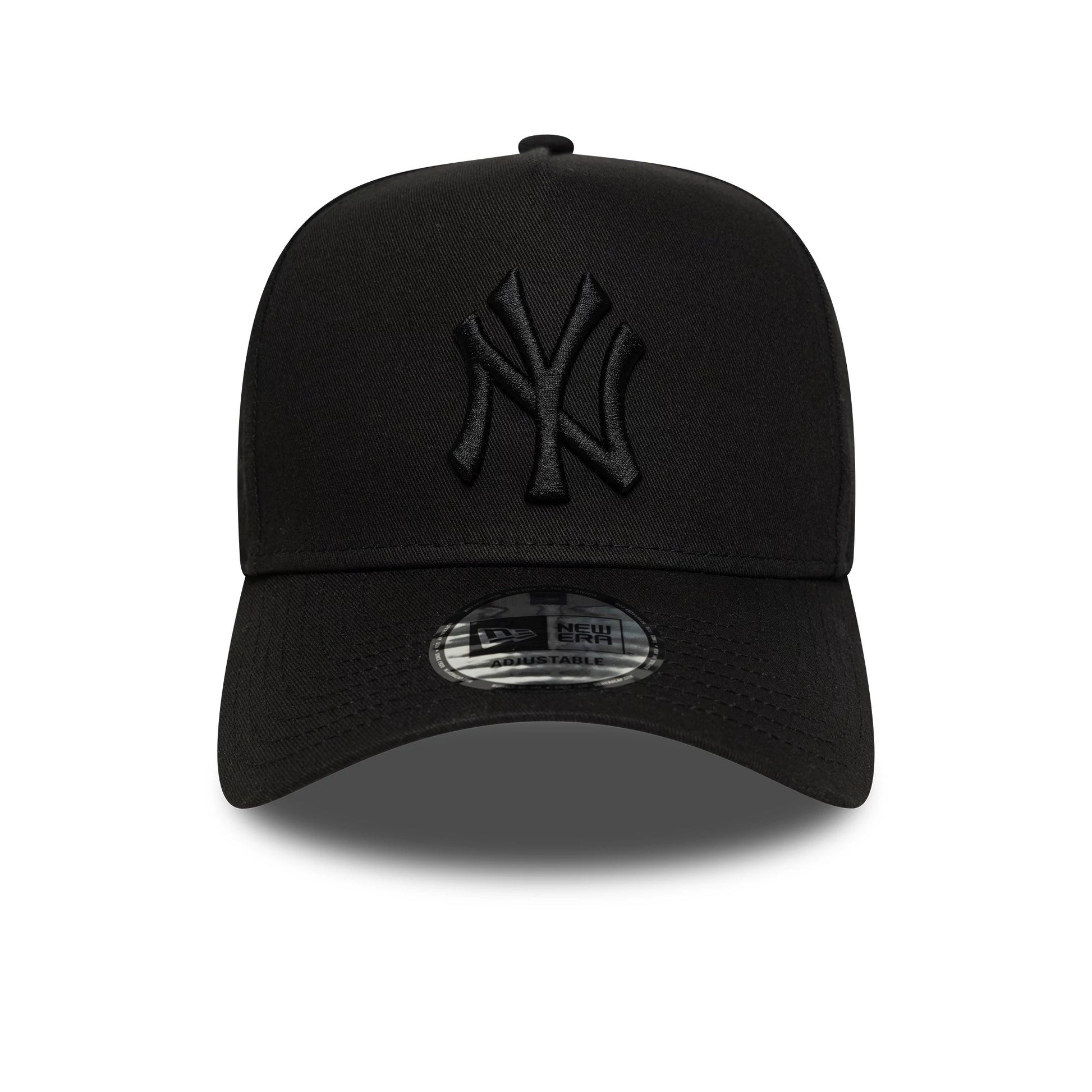 This is a New York Yankees MLB League Essential Black on Black 9FORTY E-Frame Adjustable Cap 2