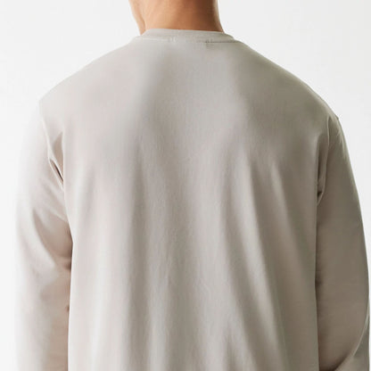 The Male model is wearing New York Yankees MLB League Essential Cream Crew Neck Sweater 7