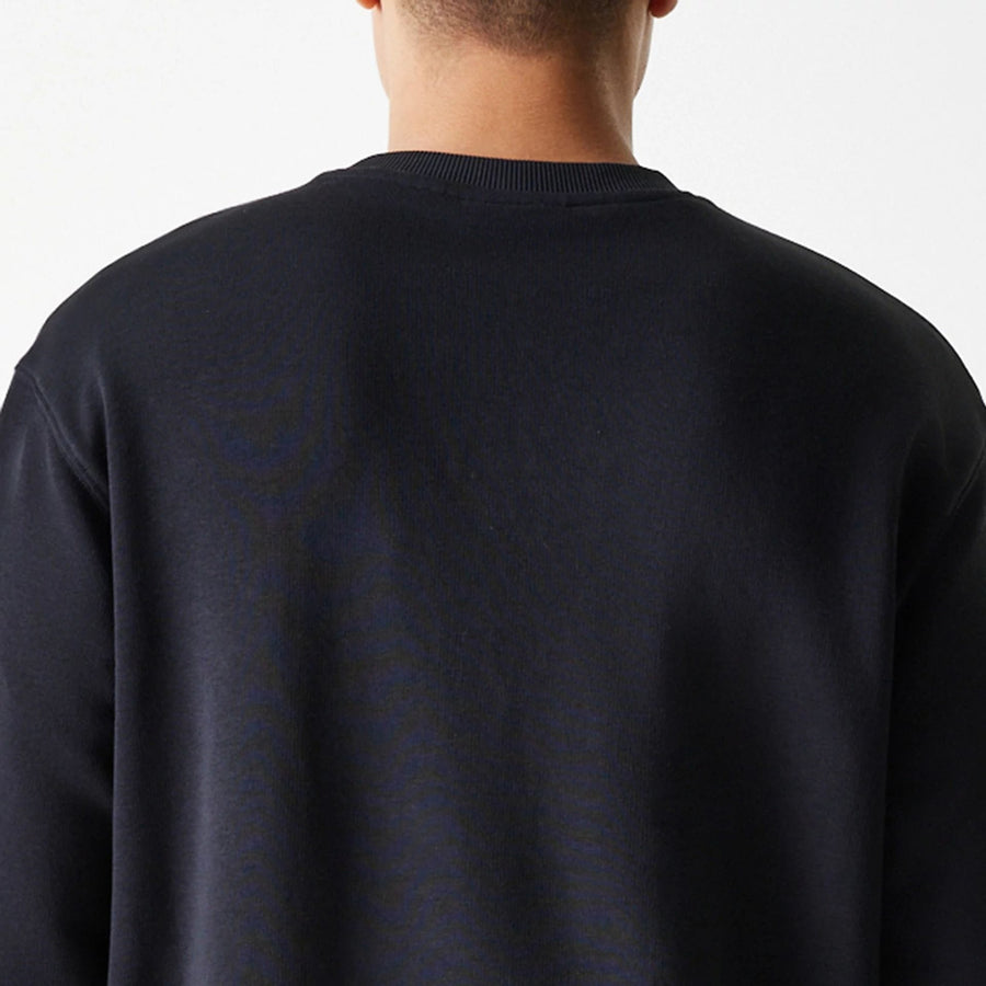 The Male model is wearing New York Yankees MLB League Essential Black Crew Neck Sweater 7