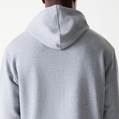 The Male model is wearing New York Yankees MLB League Essential Midi Grey Oversized Pullover Hoodie 7