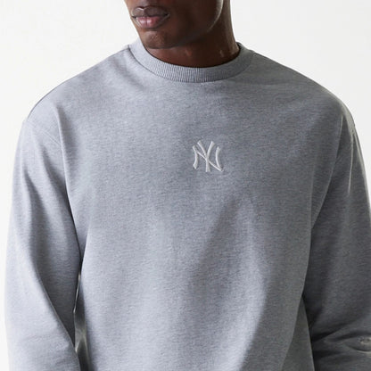 The Male model is wearing New York Yankees MLB League Essential Grey Crew Neck Sweater. 6