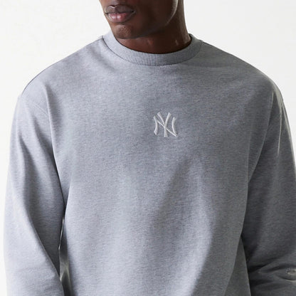The Male model is wearing New York Yankees MLB League Essential Grey Crew Neck Sweater. 6