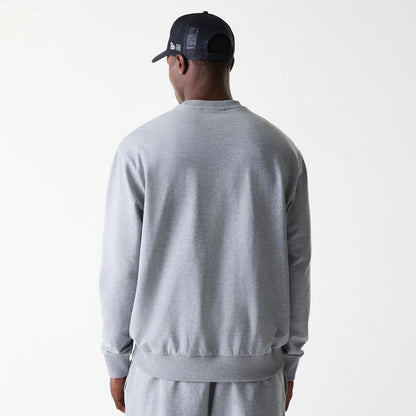 The Male model is wearing New York Yankees MLB League Essential Grey Crew Neck Sweater 2