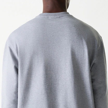 The Male model is wearing New York Yankees MLB League Essential Midi Grey Oversized Crew Neck Sweater 8