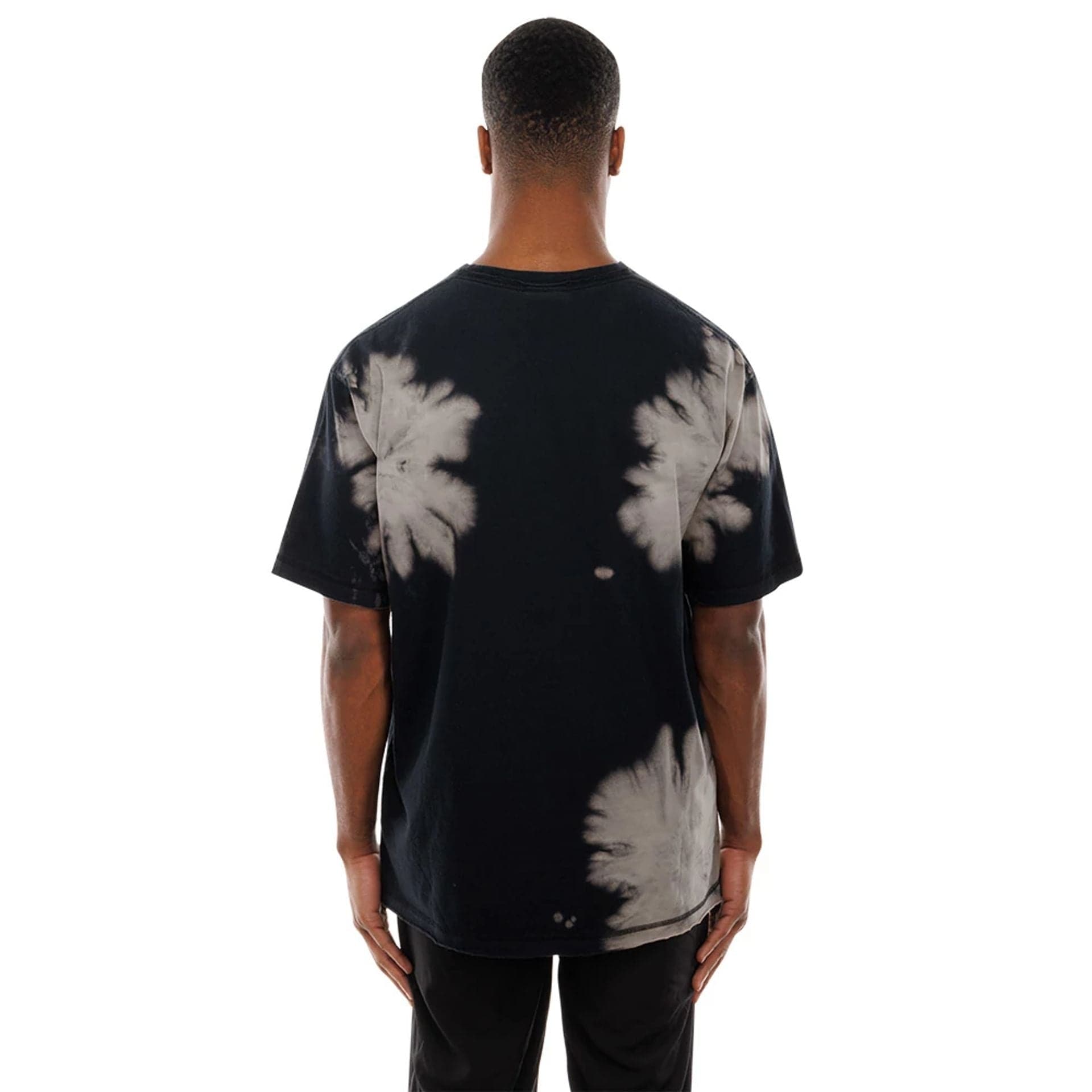 The Male model is wearing New York Yankees MLB Bleach Out Black T-Shirt 2