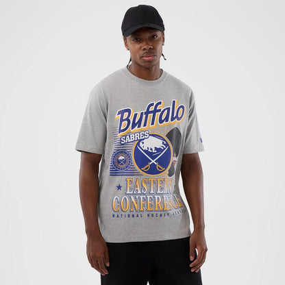 The Male model is wearing Buffalo Sabres NHL Sport Classic Grey T-Shirt 1
