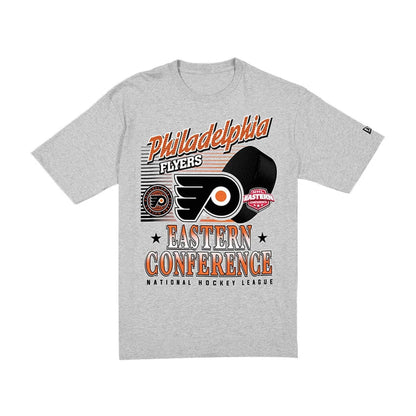 The Male model is wearing Philadelphia Flyers NHL Sport Classic Grey T-Shirt 6