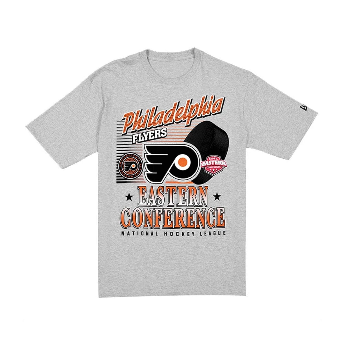 The Male model is wearing Philadelphia Flyers NHL Sport Classic Grey T-Shirt 6
