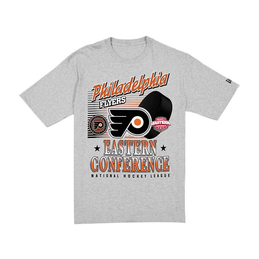 The Male model is wearing Philadelphia Flyers NHL Sport Classic Grey T-Shirt 6