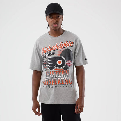 The Male model is wearing Philadelphia Flyers NHL Sport Classic Grey T-Shirt 1