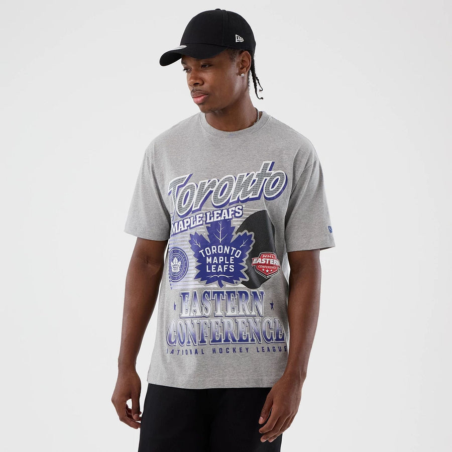 The Male model is wearing Toronto Maple Leafs NHL Sport Classic Grey T-Shirt 1