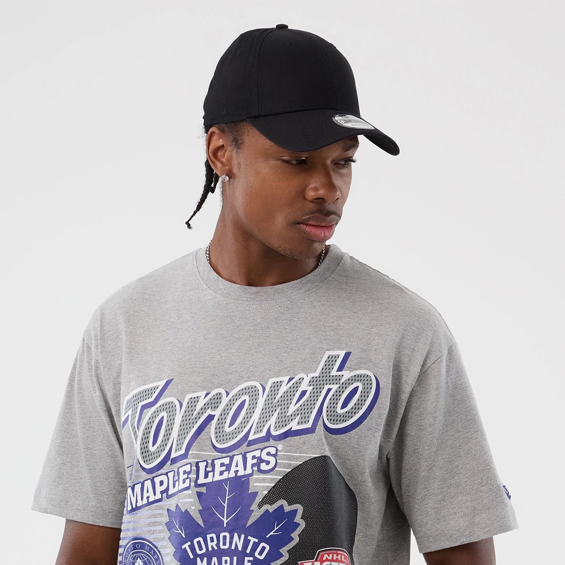 The Male model is wearing Toronto Maple Leafs NHL Sport Classic Grey T-Shirt 4