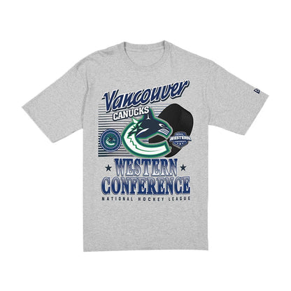 The Male model is wearing Vancouver Canucks NHL Sport Classic Grey T-Shirt 6