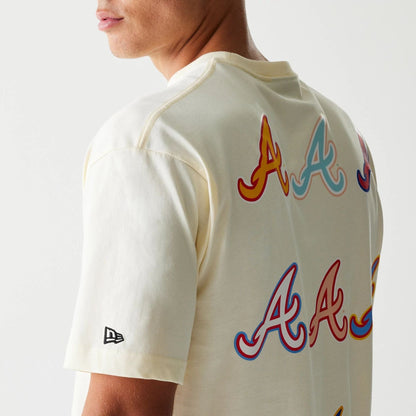 The Male model is wearing Atlanta Braves Life Graphic Cream T-Shirt 4