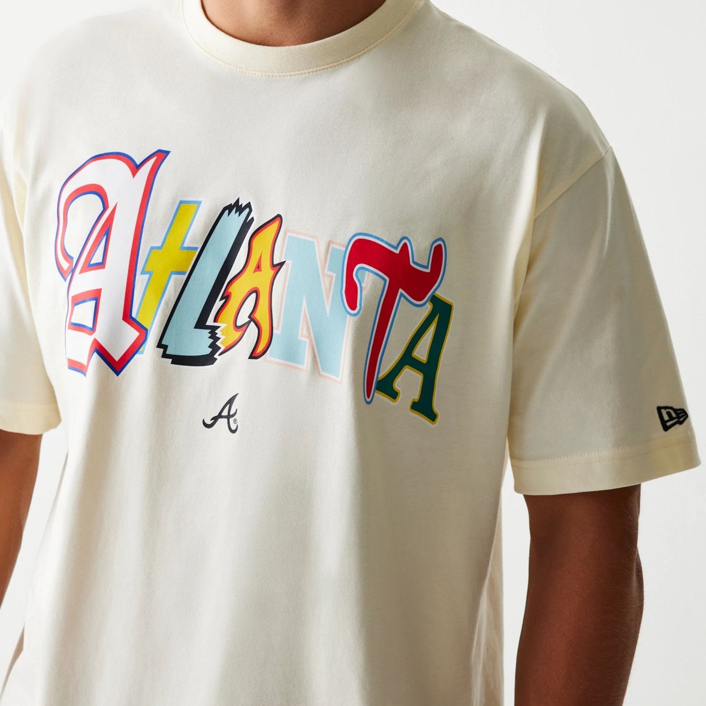 The Male model is wearing Atlanta Braves Life Graphic Cream T-Shirt 3