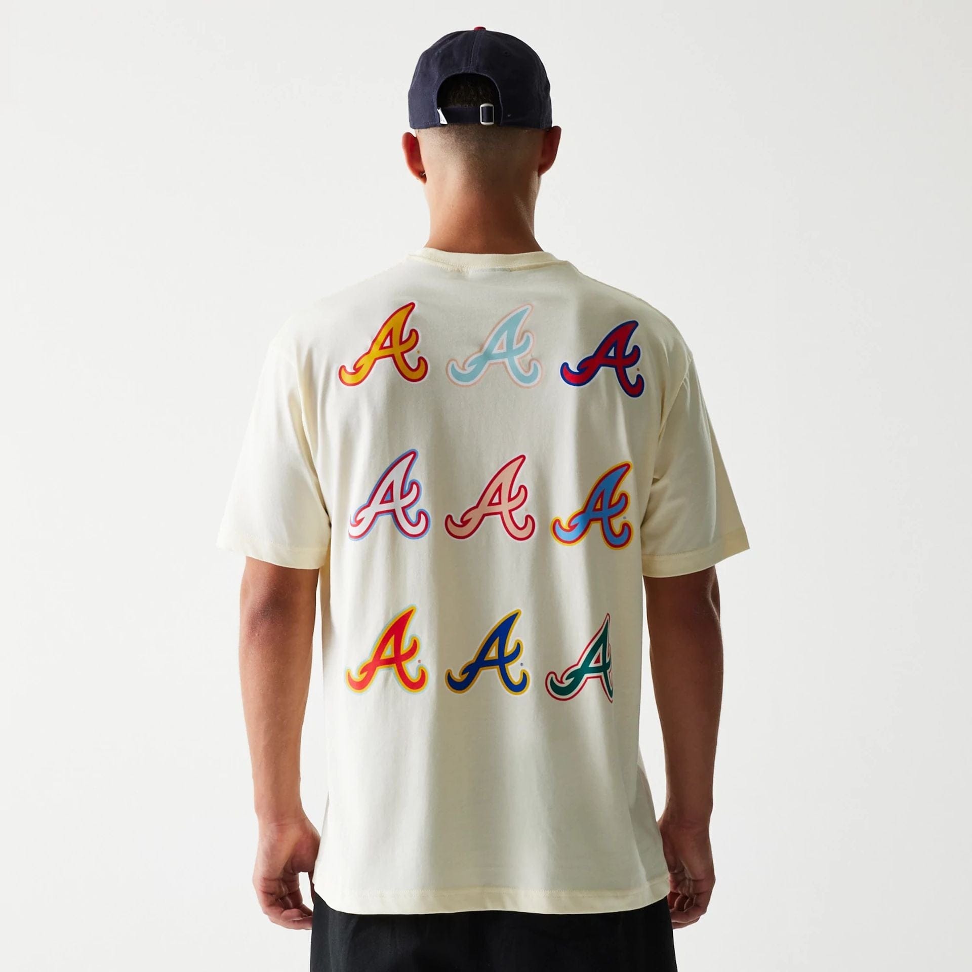 The Male model is wearing Atlanta Braves Life Graphic Cream T-Shirt 2
