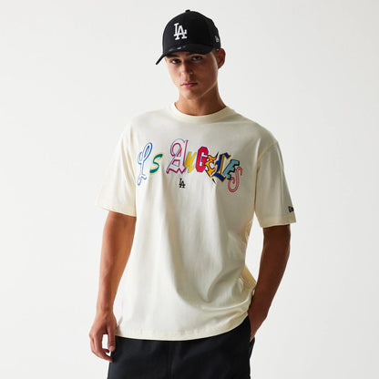 The Male model is wearing LA Dodgers Life Graphic Cream T-Shirt 1