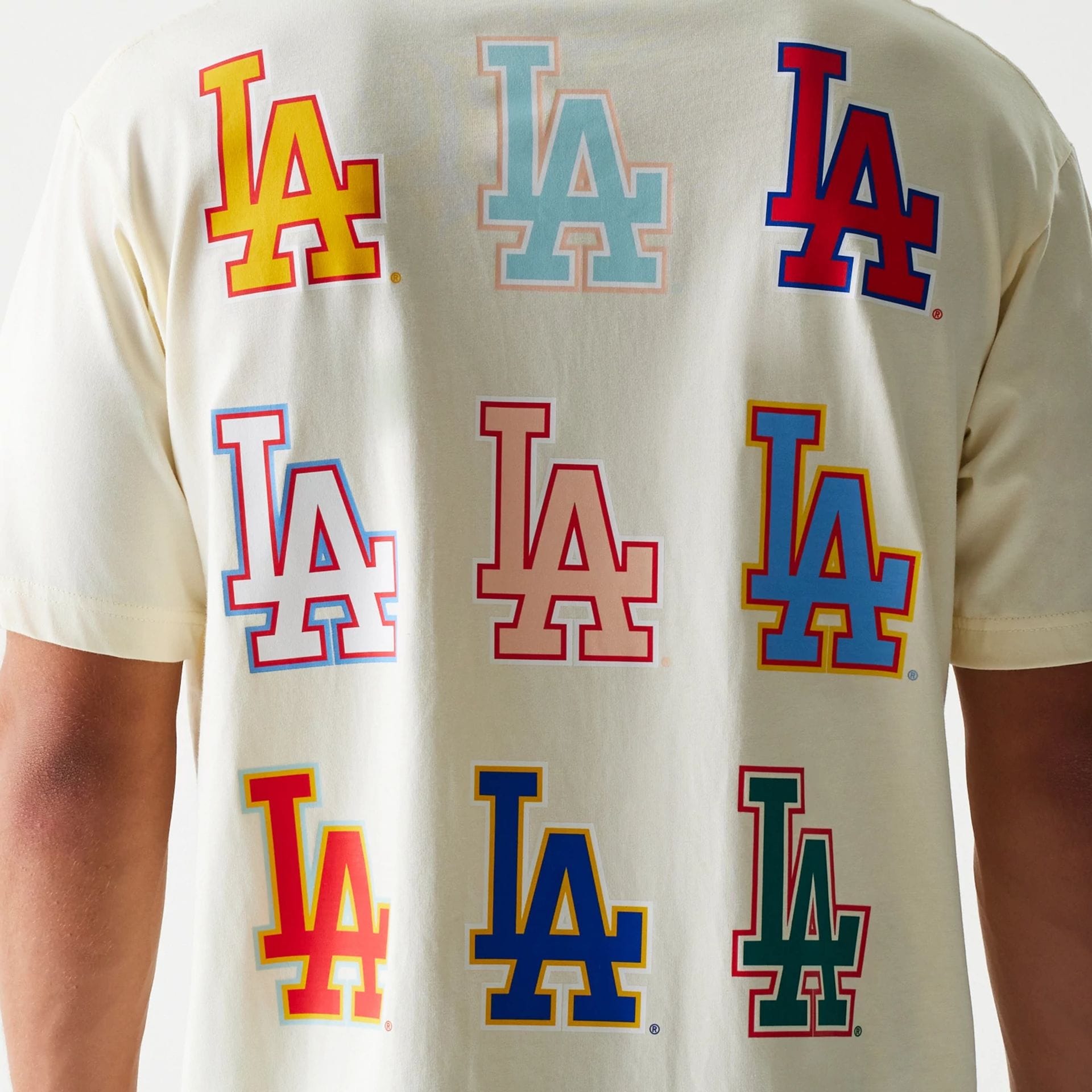 The Male model is wearing LA Dodgers Life Graphic Cream T-Shirt 4