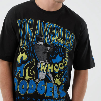 The Male model is wearing LA Dodgers Player Life Graphic Black T-Shirt 3