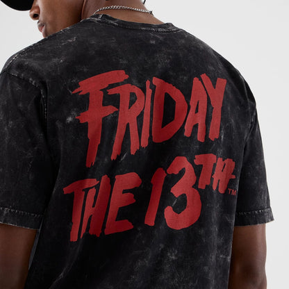 The Male model is wearing Friday The 13Th Life Graphic Black T-Shirt 5