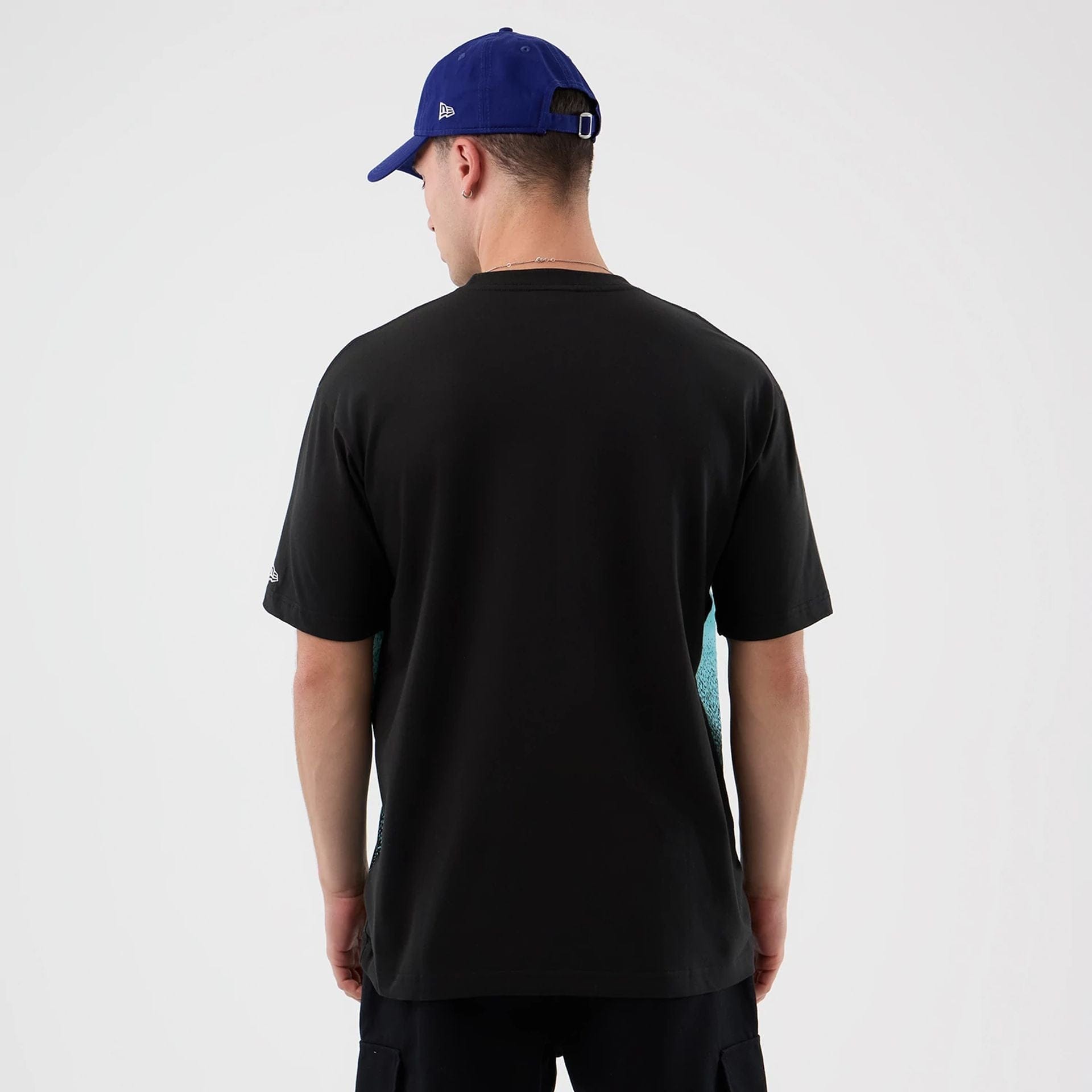 The Male model is wearing LA Dodgers Life Graphic Black T-Shirt 2