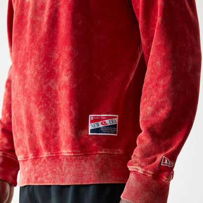 The Male model is wearing Kansas City Chiefs NFL Throwback Red Crew Neck Sweater 3