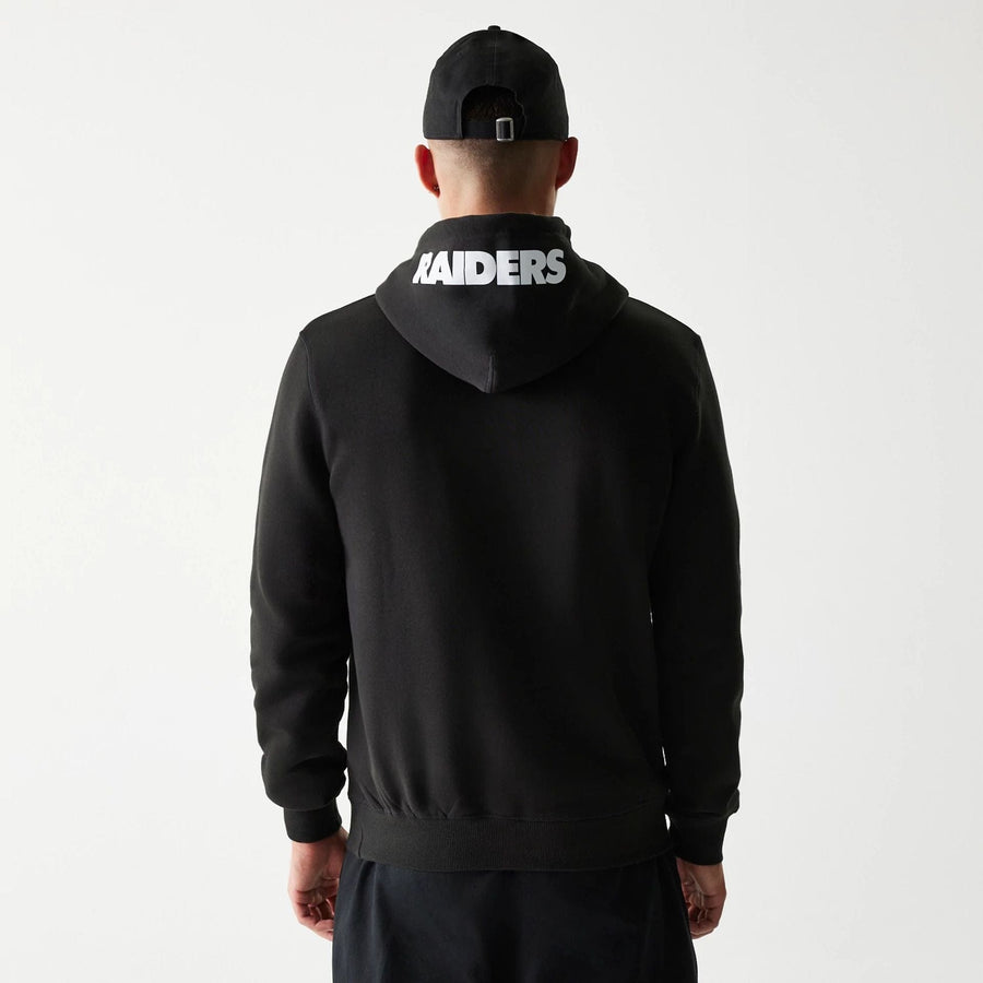 The Male model is wearing Las Vegas Raiders NFL Throwback Black Pullover Hoodie 2
