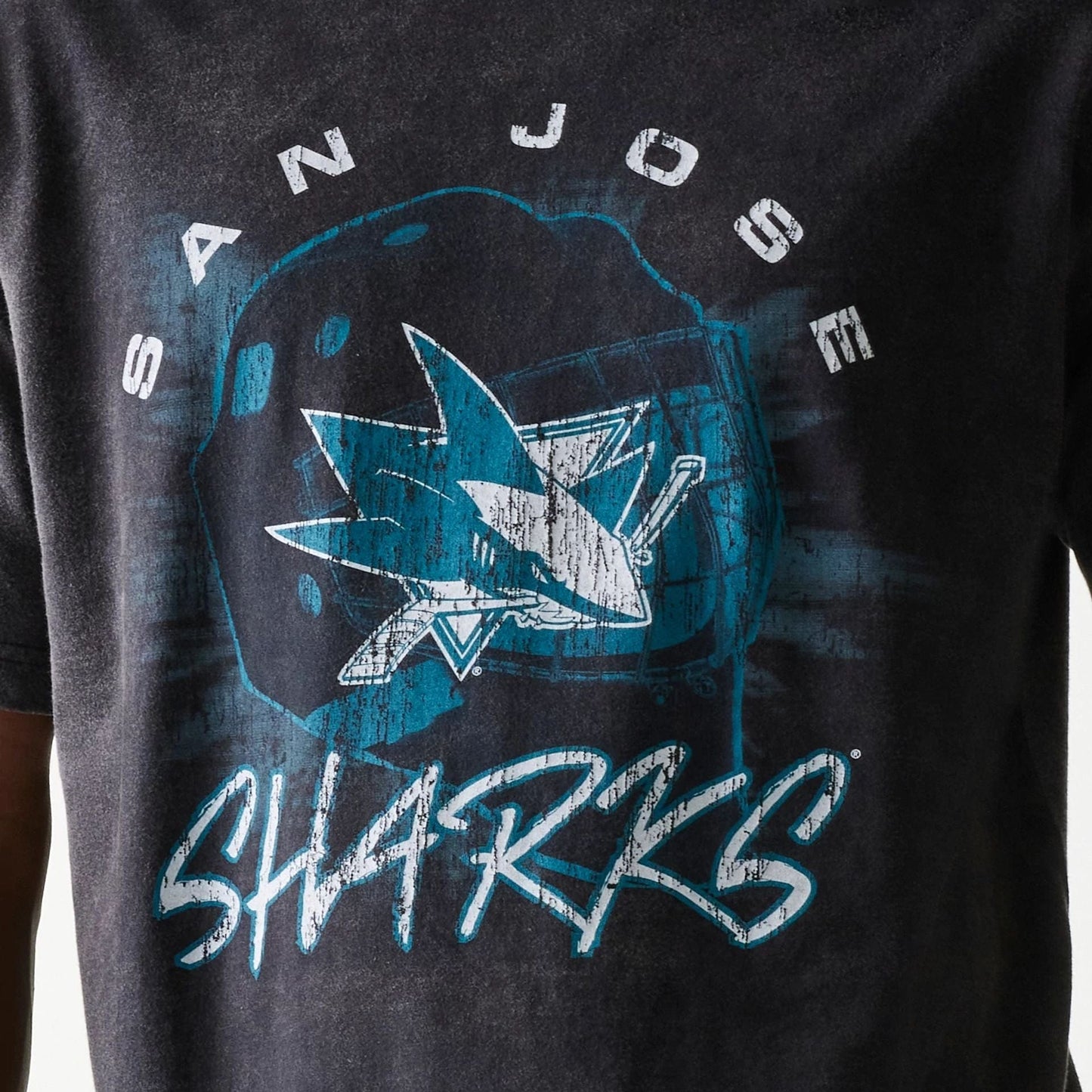 The Male model is wearing San Jose Sharks NHL Sport Night Black T-Shirt 4