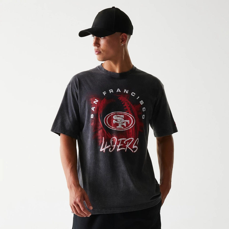 The Male model is wearing San Francisco 49ers NFL Sport Night Black T-Shirt 1