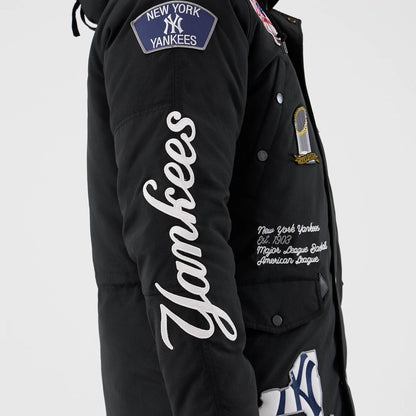 The Male model is wearing New York Yankees MLB X Alpha Black Parka Jacket 5